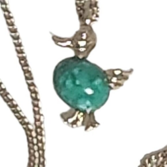 Vintage Amway 1980 Just Ducky Gold Tone & Faux Jade Pendant w/ 15” Chain NIB - Picture 2 of 10